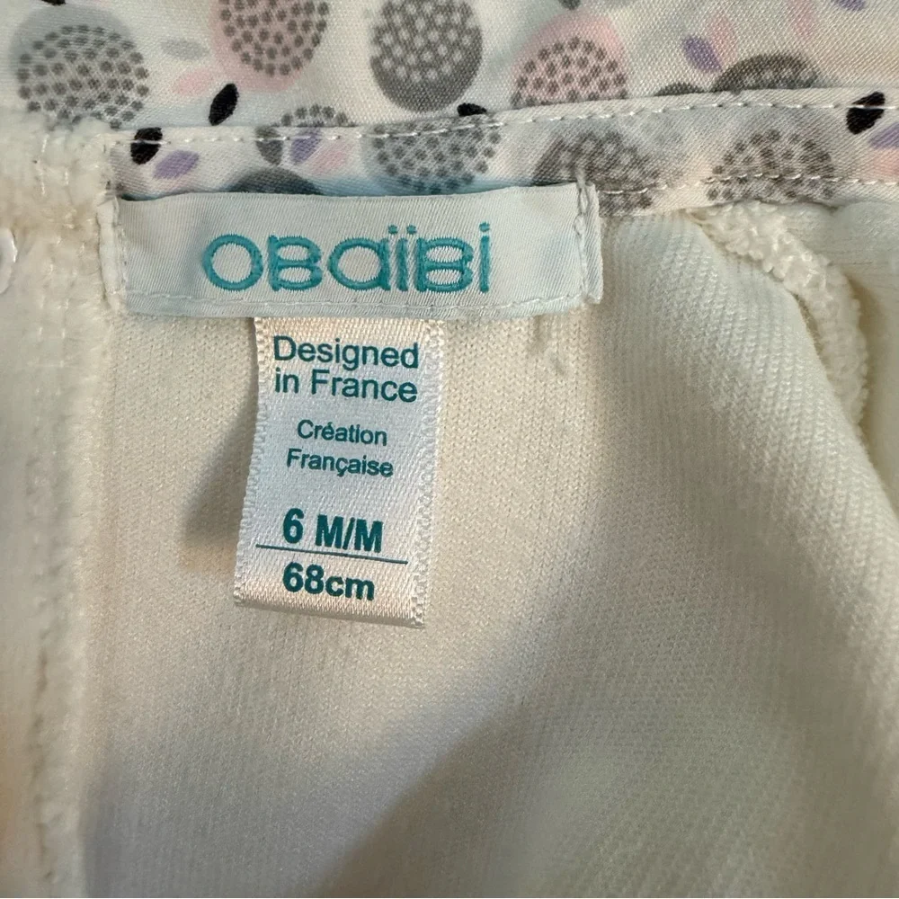 Obaibi White Velour Baby Sleeper 6M Footed One Piece unisex